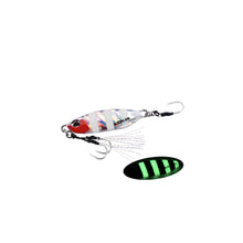 Load image into Gallery viewer, Drager (slow) jig in 20g and 30g in red and white stripe, is available at online tackle store www.ff-tackle.com. It is the perfect fishing lure for fishing the UAE waters, particularly mangrove fishing, kayak fishing, reef fishing or deep sea fishing. Queen fish and golden trevally love this lure.
