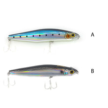 Load image into Gallery viewer, The Flutterstick stickbait available in 3 colours, is effective for many different species that feed topwater such as King fish, Queen Fish (Dila), Golden Trevally (Zeraidy) and smaller Yellow Fin and Long Tail Tuna. floating, diving stickbait ideal for fishing the UAE waters. available at online tackle store www.ff-tackle.com
